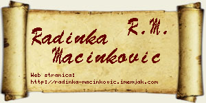Radinka Mačinković vizit kartica